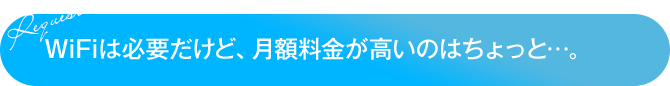 WiFiは必要だけど、月額料金が高いのはちょっと…。