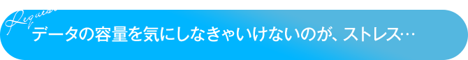 データの容量を気にしなきゃいけないのが、ストレス…