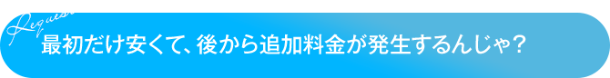 最初だけ安くて、後から追加料金が発生するんじゃ?